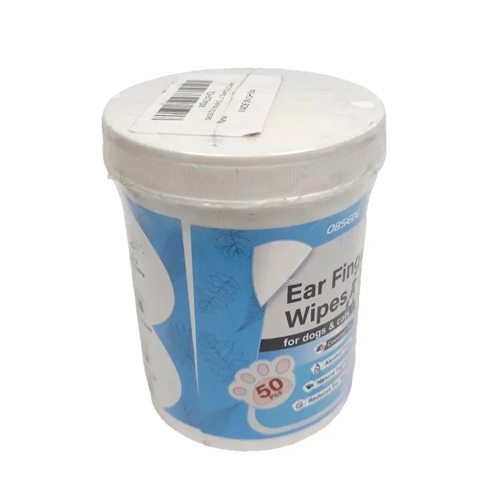OBSEDE Extra Large Dog Ear Wipes & Cat Ear Cleaner 50 Ct Wide Pet Finger Wipes
